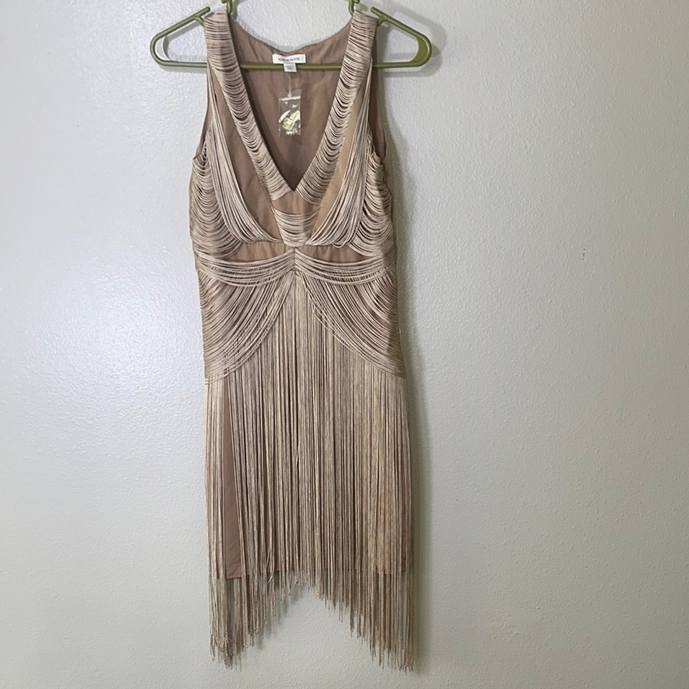 Boston Proper NWT Elegant Tan Fringe Dress